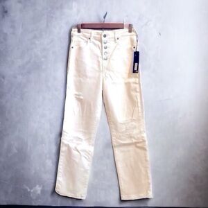 TRUE RELIGION STRAIGHT HIGH RISE BUTTON FLY JEANS OPTIC WHITE SIZE 29 NEW